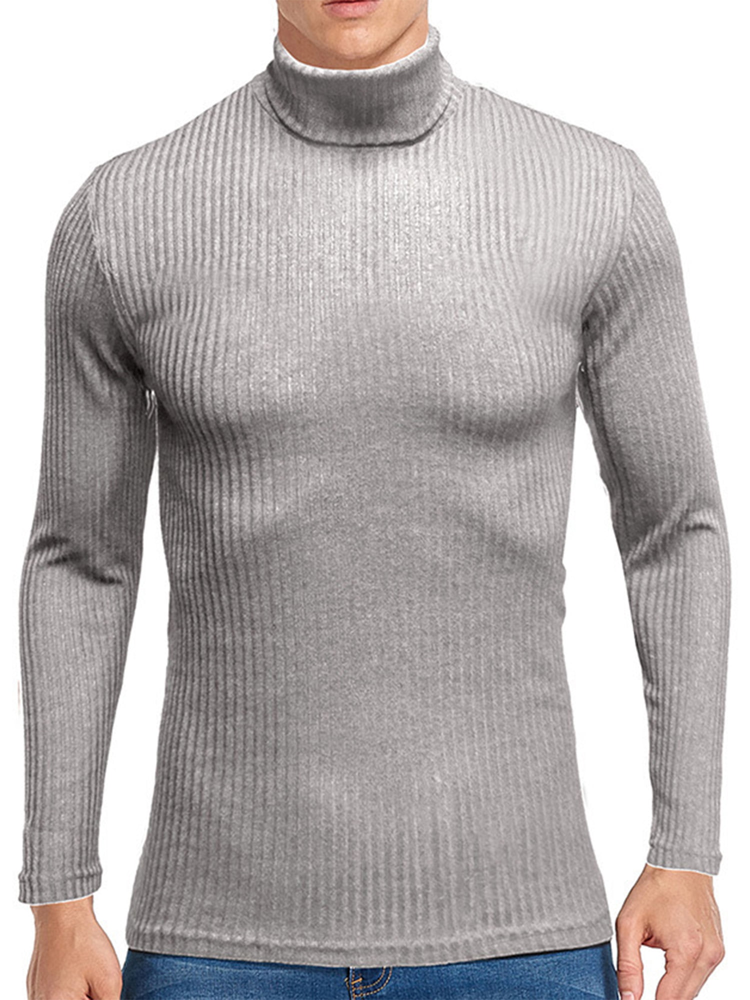 Generic Mens Knitting Thicken Winter Faux Fur Lined Solid Round Neck Pullover Sweaters