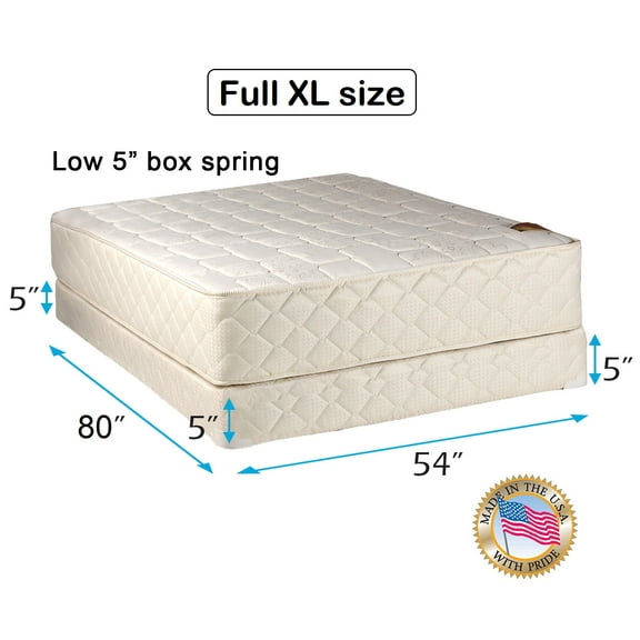 Dream Sleep Grandeur Deluxe Full XL Size Mattress and Low 5" Height Box Spring Set - Fully Assembled, Good for your back, Luxury Height, Longlasting and 2-Sided