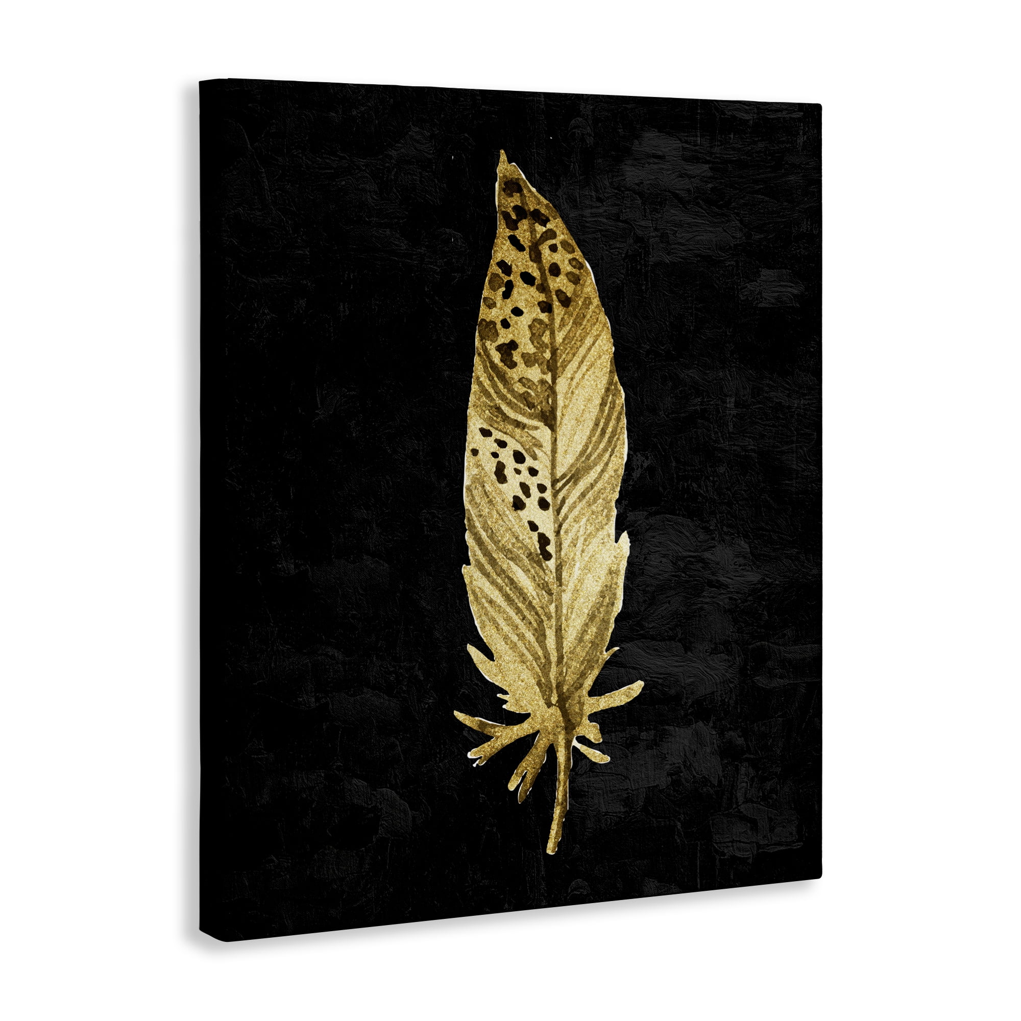Speckled Feather on Black Canvas Wall Art, design by Kim Allen