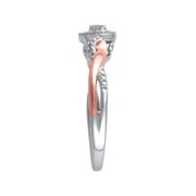 Hold My Hand 1/10 Ct Natural Diamond Promise Heart Ring for Women in 14K Rose Gold Plated
