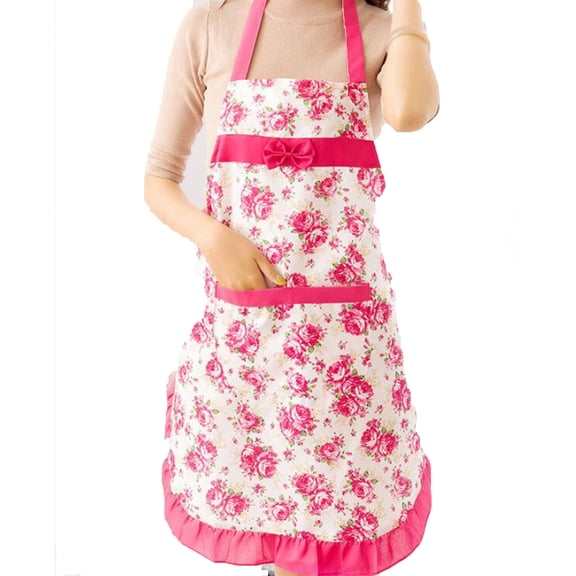 AUQ Apron Women Halterneck Design Aprons for Women Easy to Clean Cooking Aprons for Women,Red