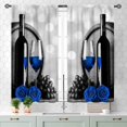 thumbnail image 3 of Farmhouse Kitchen Curtains, Rustic Romantic Blue Rose Floral Country Style Grape Wine Glass Retro Vintage Blackout Window Drapery Treatments for Dining Room Bedroom Living Room 2 Panels, 55x39 Inch, 3 of 4