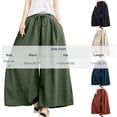 thumbnail image 3 of WIZUTIZ Women's Ice Silk Wide Leg Cropped Pants High Waist Elastic Band Lightweight Breathable Summer Trousers Solid Color Flowy Chic Soft, 3 of 5