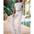 thumbnail image 4 of Pantalón de Traje de Corta Ajustado de Color Liso Gris XL, 4 of 9