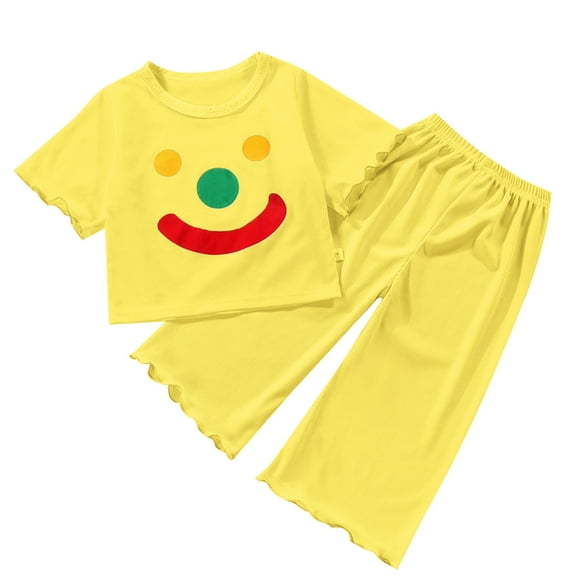 LUOGENLI 4T Girl Summer Outfits 2024 Girls' Pajamas Summer Set for Baby Girls Cute Children's Air Conditioning Clothing Thin Home Wear Little Girls Outfits 7/8 Summer 4-5 Years