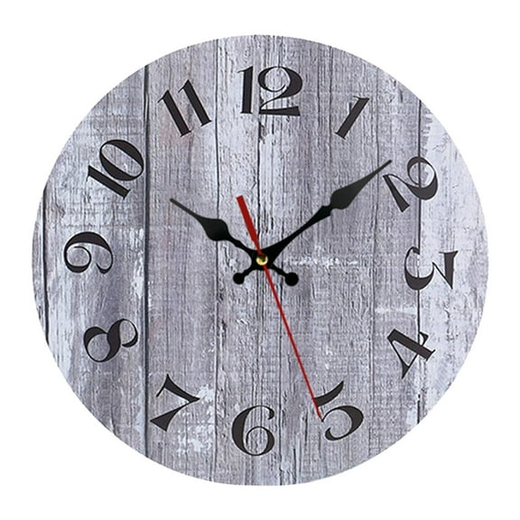 9.8inch Wood Wall Clock Wooden Decorative Clock Non Ticking Hanging Clocks for Bedroom Office Living Room Bathroom Decors Gray
