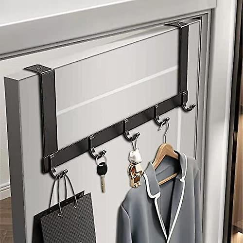 2 ganchos de abrigo para puerta colgante negro con 5 ganchos-ganchos de abrigo sobre la puerta sin perforación-gancho para puerta para niños & #39;s habitaciones, dormitorios y cualquier otro lugar W Feliz Sencillez