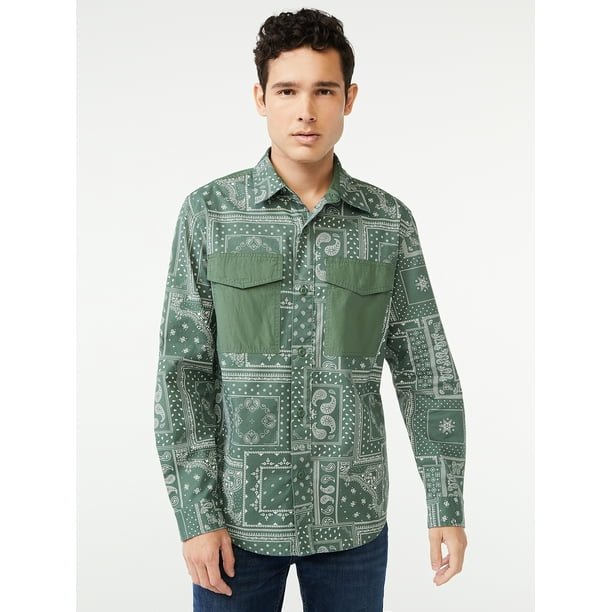 Free Assembly Men's Bandana Printed Overshirt - Walmart.com