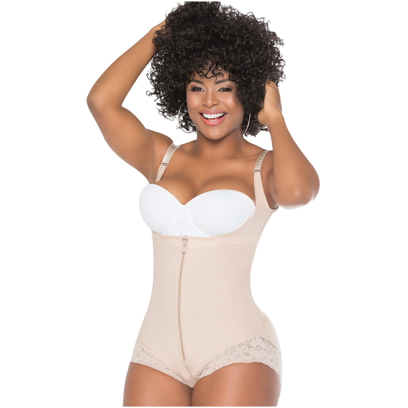 LELINTA Strapless Cupped Mid-Thigh Bodysuit High Waist Control