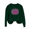thumbnail image 3 of Ounisa Halloween Women's Pullover Thanksgiving Sweatshirt Pumpkin Horrible Smile Printed Crew Neck Blouse Long Sleeve Tops with Pocket, 3 of 5