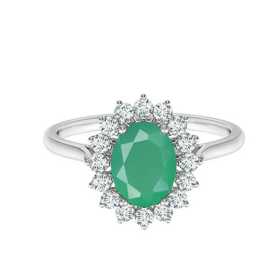 1.23ct Oval Cut Green Onyx Topaz Solitaire Ring 925 Sterling Silver Engagement Ring Jewelry Size:- 4