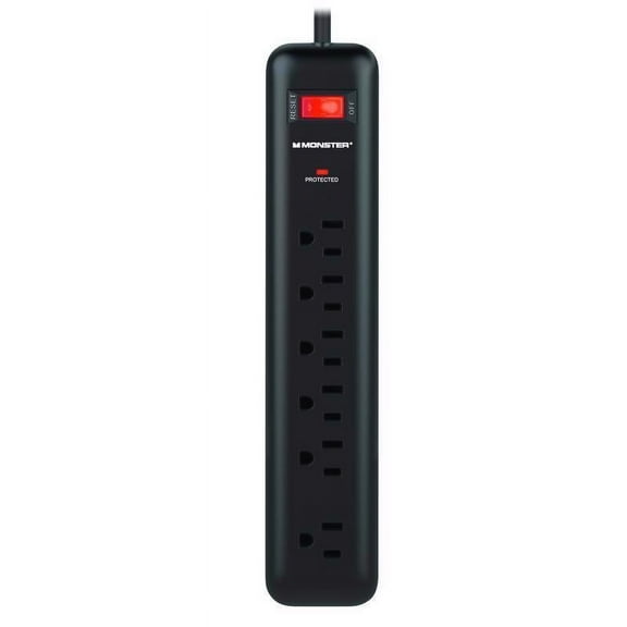 Monster 3001097 4 ft. 6 Outlets Power Strip with Surge Protection, Black