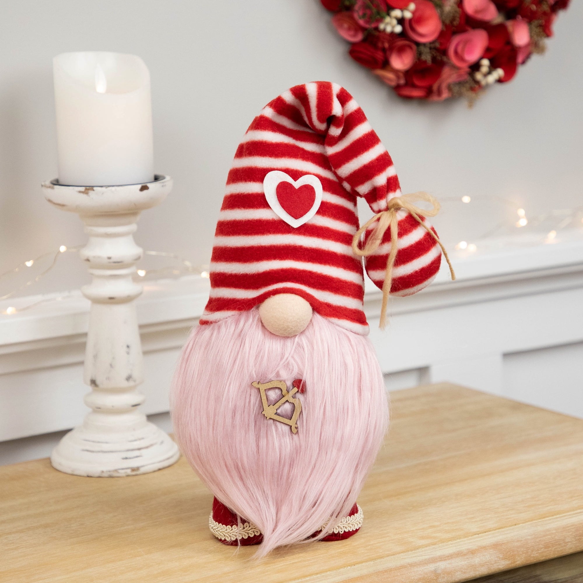 19.5" Plush Valentine's Day Heart Gnome with Bow and Arrow