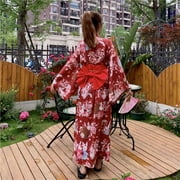 Japanese Kimono Cute Rabbit Improved Kimono Outfit for Women Traditional Style Robe Yukata Costumes Vintage Soft Dress Clothing