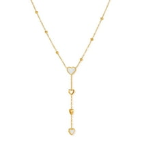 SKQIT Dainty Lariat Necklace for Women 18K Gold Plated Trendy Beaded Chain Drop Necklaces Long Y-Shaped Pendant Jewelry Necklace for Women Gift