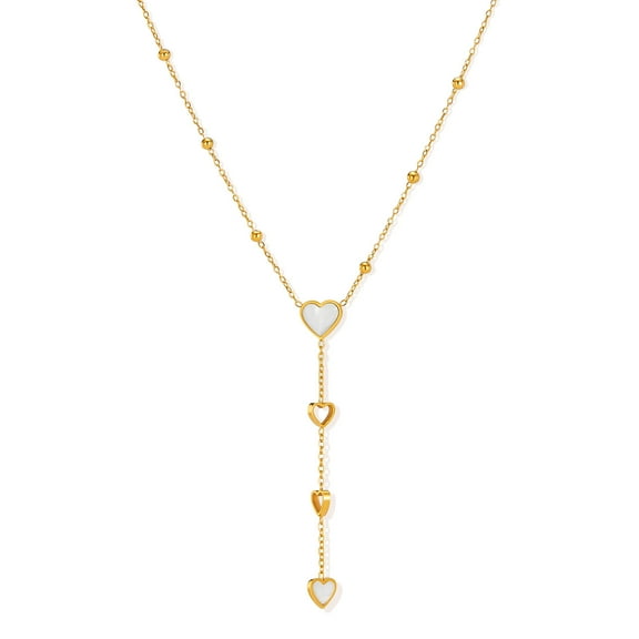 SKQIT Dainty Lariat Necklace for Women 18K Gold Plated Trendy Beaded Chain Drop Necklaces Long Y-Shaped Pendant Jewelry Necklace for Women Gift