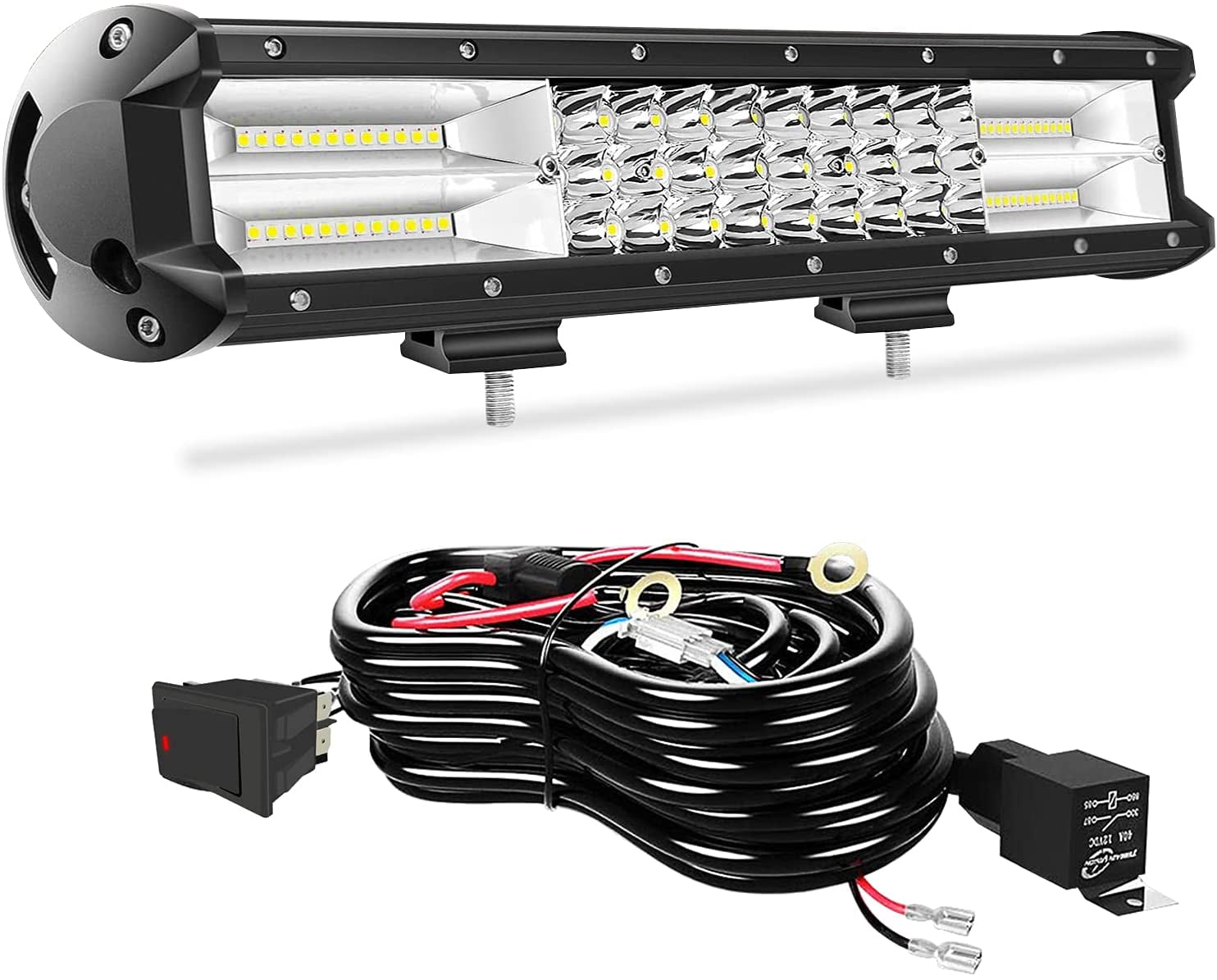 Keenaxes 15'' Inch Stright LED Light Bar +4x 4'' LED Cube Pods 180W for Ford Jeep Honda Dodge Ram - Walmart.com