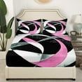 thumbnail image 3 of Erosebridal Abstract Stripes Sheet Set Twin,Geometric Circle Bedding Sets Twin Size,Black Pink Twin Sheet Sets,Super Cozy Round Room Decorative,3pcs, 3 of 7