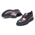 thumbnail image 3 of Santimon Coffee Dress Shoes for Men Thick Sole Wingtip Derby Shoes Formal Business Oxford Shoes US 9, 3 of 8