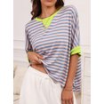 thumbnail image 4 of Nituyy T-Shirt d'Été Ample pour Femmes Imprimé Rayé Manches Courtes Col Rond Tops Décontractés Surdimensionnés, 4 of 7