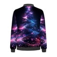 thumbnail image 4 of LOVZFMLL Vestes pour Femmes Chandail en Molleton Ample à Manches Longues avec Fermeture Éclair Veste de Baseball Tricotée Décontractée, 4 of 5