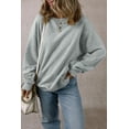 thumbnail image 4 of Women's Light Grey Solid Loose Crew Neck Fleece Sweatshirt, 4 of 12