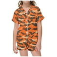 thumbnail image 1 of GDREDA Ensemble de Pyjama pour Filles Shorts 2 Pcs Pyjamas pour Enfants Imprimé Graphique Manches Courtes Chemise à Boutons Ensemble de Pyjama Orange, 6-7 Ans, 1 of 5