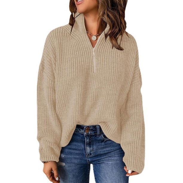 Suéter de punto de otoño e invierno con cuello alto para mujer de Europa y América para mujer