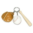 thumbnail image 4 of Cateissary Llavero de béisbol realista de 3 uds., guante de murciélago de madera, mochila, llavero, decoración para el hogar y la Oficina, Almacenamiento y organización del hogar Caqui, 4 of 6