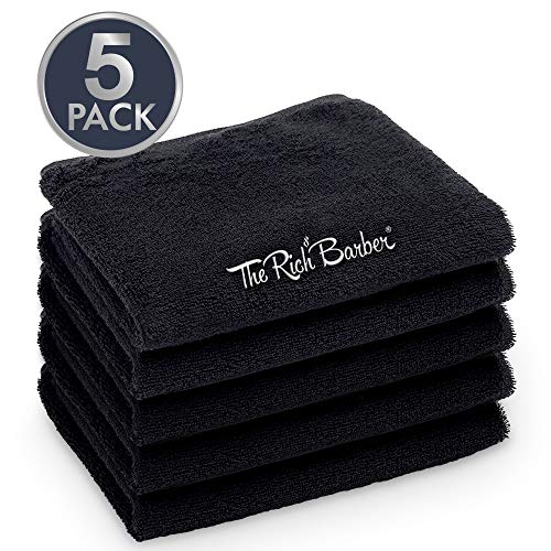 ®The Rich Barber Plush Salon Towels (5 pack) Durable Black Towels for