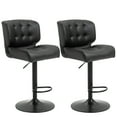 thumbnail image 2 of HOMCOM Bar Height Bar Stools Set of 2 with Adjustable Seat, Thick Padded Cushion and Metal Footrest for Home Bar, Black, 2 of 9