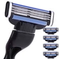 thumbnail image 2 of 3 Layer Sharp Safety Razor compatible with Gillette Mach 3 Manual Razor Blades Replacement Refills Stainless Steel Blades,Pack of 8/12/24/48 E-Shaver head, 2 of 17