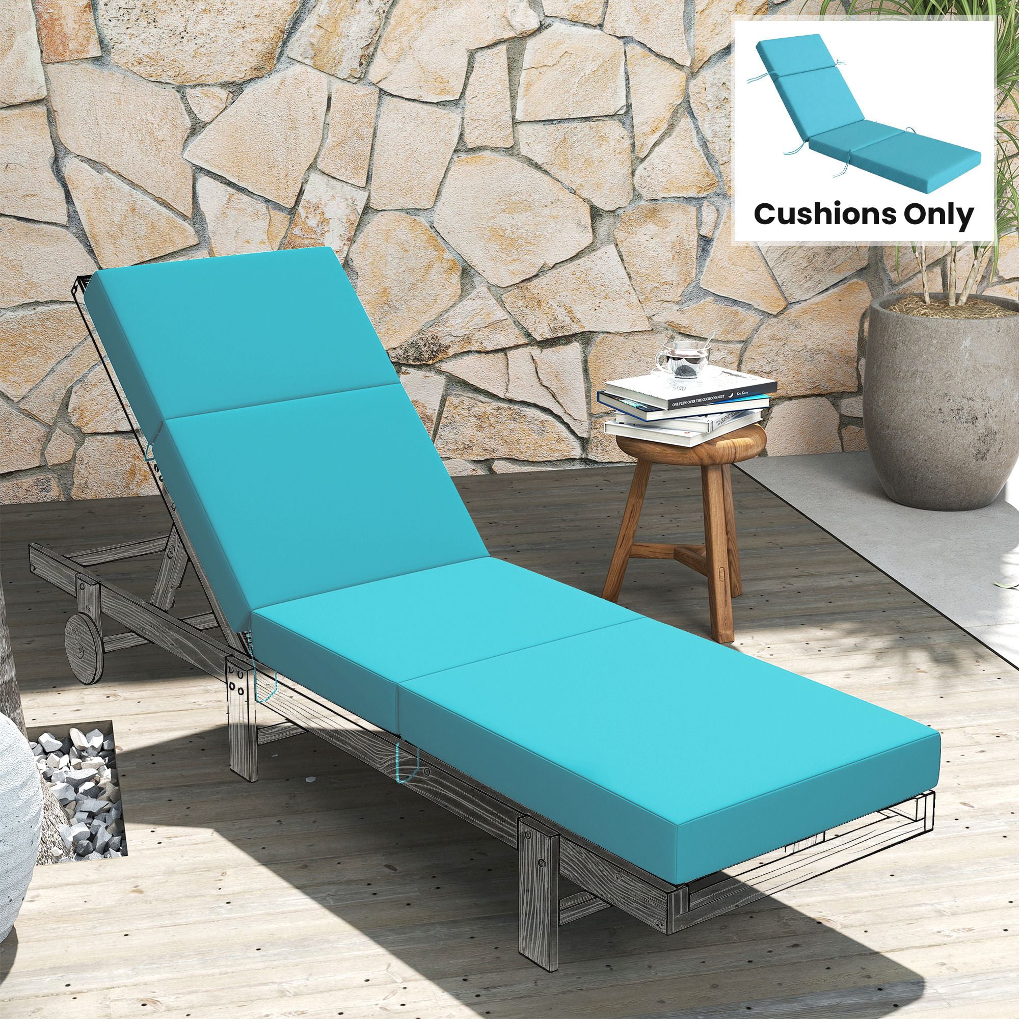 Alvantor Chaise Lounge Cushion 4" Lounge Chair Cushion for Outdoor 21" x 72 ",Blue