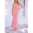 thumbnail image 6 of PRETTYGARDEN Women's Long Sleeve Floral Maxi Bodycon Dress Cocktail Dresses for Wedding Guest, Square Neck, Stretchy Mesh, Elegant Classy, Formal Holiday Party, 6 of 7