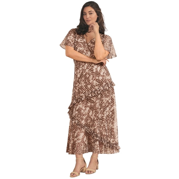 Avenue Women's Plus Size Maxi Ruffle Dress