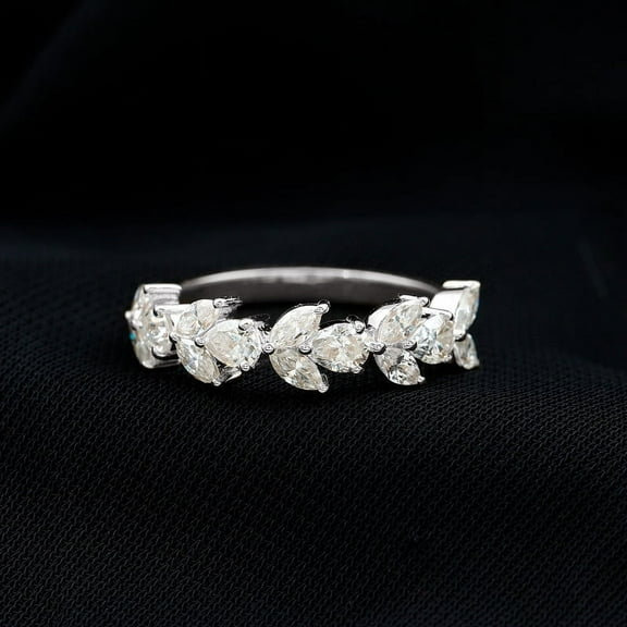 Silvago Jewel 2.1 Ct Pear & Marquise Cut Lab Created Simulated Diamond - 14K White Gold Plated Rings - Multi Diamond Wedding Diamond Rings for Women's - Causal Daily Wear Rings - Promise Gifts