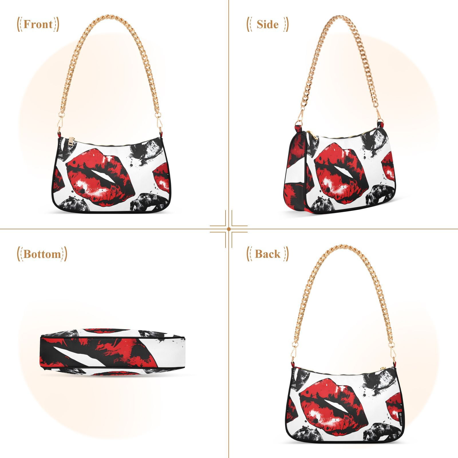 LipsWomen Small Shoulder Bag Crossbody Tote Hobo Bags Purse Clutch Handbags with Chain Strap for Women