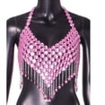 thumbnail image 5 of WHLBF Womens Tank Tops Plus Size Sleeveless Sequin Nightclub Metallic Camisole Pink Free Size, 5 of 9