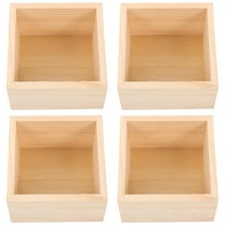 LAMIRO 4Pcs Wooden Boxes Lidless Small Square Wooden Boxes