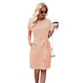 thumbnail image 4 of Women'S Summer Striped Short Sleeve T Shirt Dress Casual Tie Waist with Pockets Orange Color XXL, 4 of 10