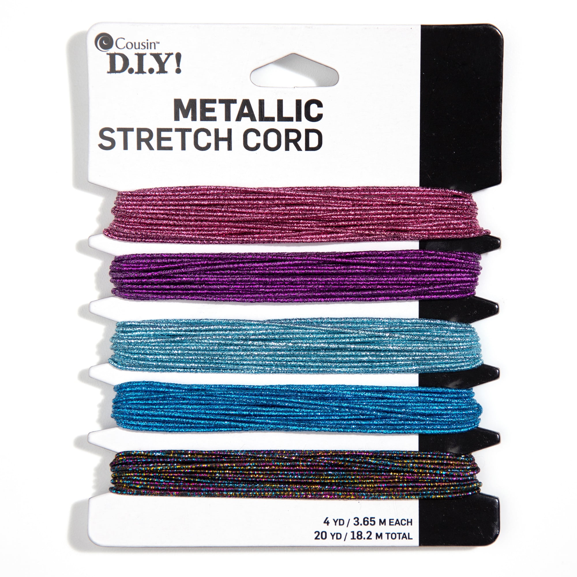 Cousin DIY Bright Sparkle Stretch Cord, Jewelry Making, Pink & Blue, 5 Piece, 20 yd Roll