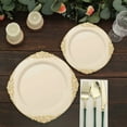thumbnail image 6 of BalsaCircle 10 Ivory Round 10" Disposable Plastic Salad Dinner Plates Gold Embossed Baroque Trim Party Events Decorations, 6 of 8