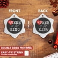 thumbnail image 3 of 3drose, Queen of the King White Text, Black Background. Red Heart and a Crown, 3 inch Snowflake Porcelain Ornament, 3 of 7