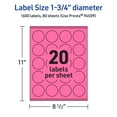 thumbnail image 6 of Avery Printable Round Labels, Bright Pink, 1.75" Diameter, 1,600ct, 6 of 11