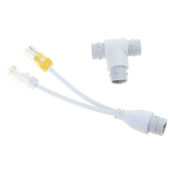 Two-in-One POE Splitter Networks Cable Connector for Security Camera Installation Three-way RJ45 Connector Accessories WHITE