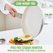 GreenLife 16 Piece Nonstick Cookware Set, Soft Grip Non-Toxic, Dishwasher Safe, Taupe