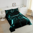 thumbnail image 4 of Full Comforter Set Gamer Bedding Set Gaming Comforter Teal Black Teens Gamer Room Decor Game Geometric Duvet Insert 1 Comforter With 2 Pillowcases Gamer Gifts, 4 of 7