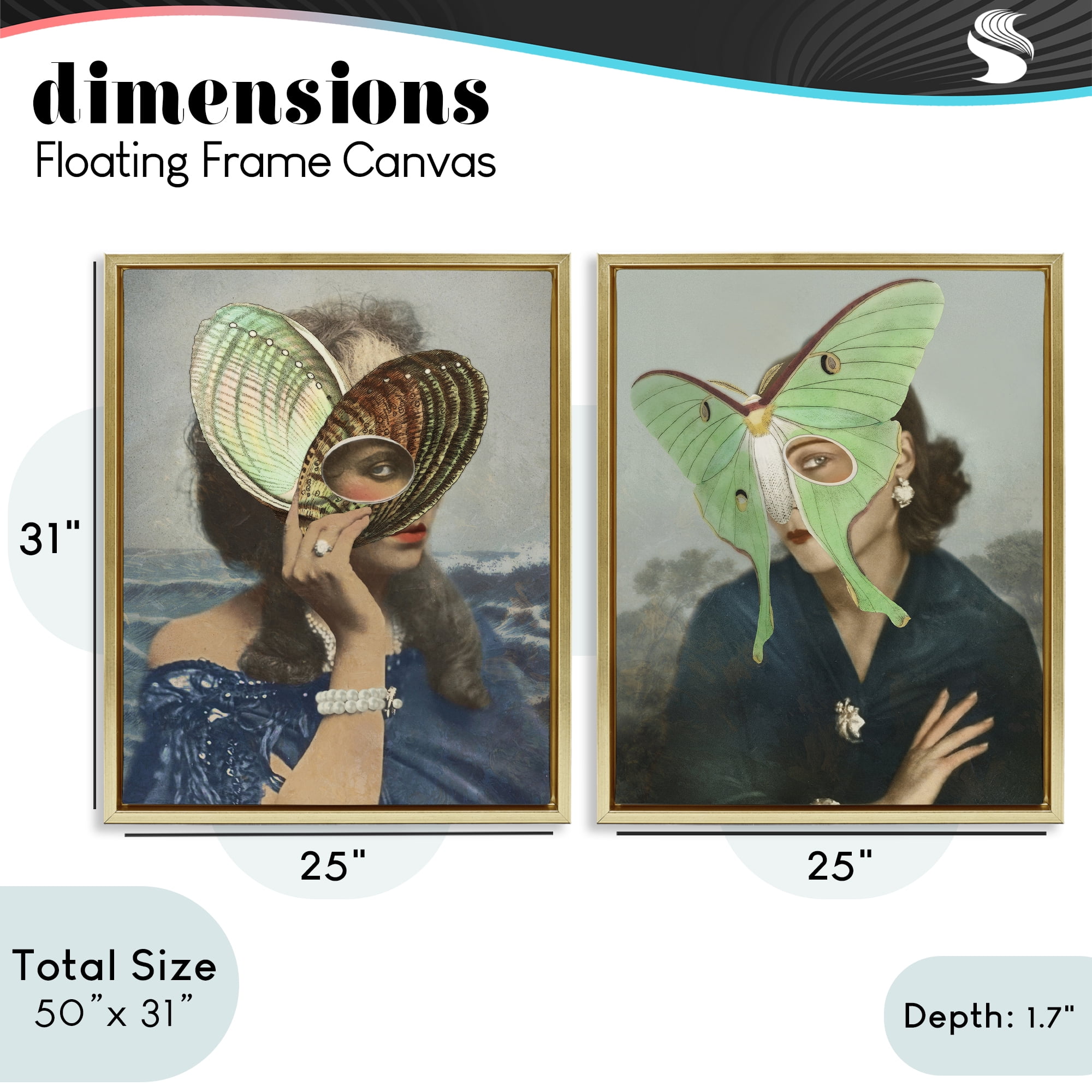 Stupell Industries Naturalist Women Portraits 2 Piece Gold Framed Floater Canvas Set, design by Victoria Barnes