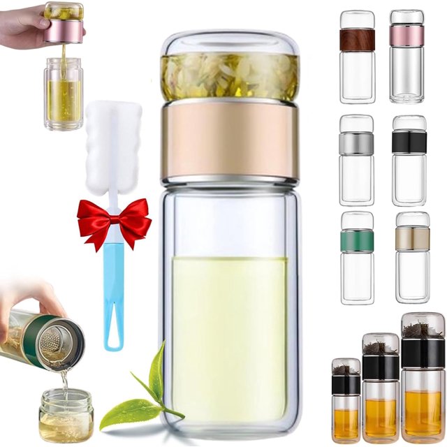 Infusifie Tea Infuser, Infusifie - Tea Infuser, 2025 New Glass Tea Infuser Bottle, Light Portable Travel Tea Maker with Tea Filter (Gold,9.5oz)