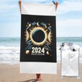 thumbnail image 1 of Amantes de la astronomía: toalla de playa de microfibra con efecto eclipse solar total de 2024, toalla de baño suave para playa, para desfiles, natación, yoga, mujeres y hombres, 1 of 4